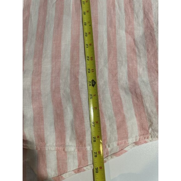 CC California Womens XL Linen Button Up Top Roll Tab Sleeves Pink Stripe Beachy - Picture 11 of 13
